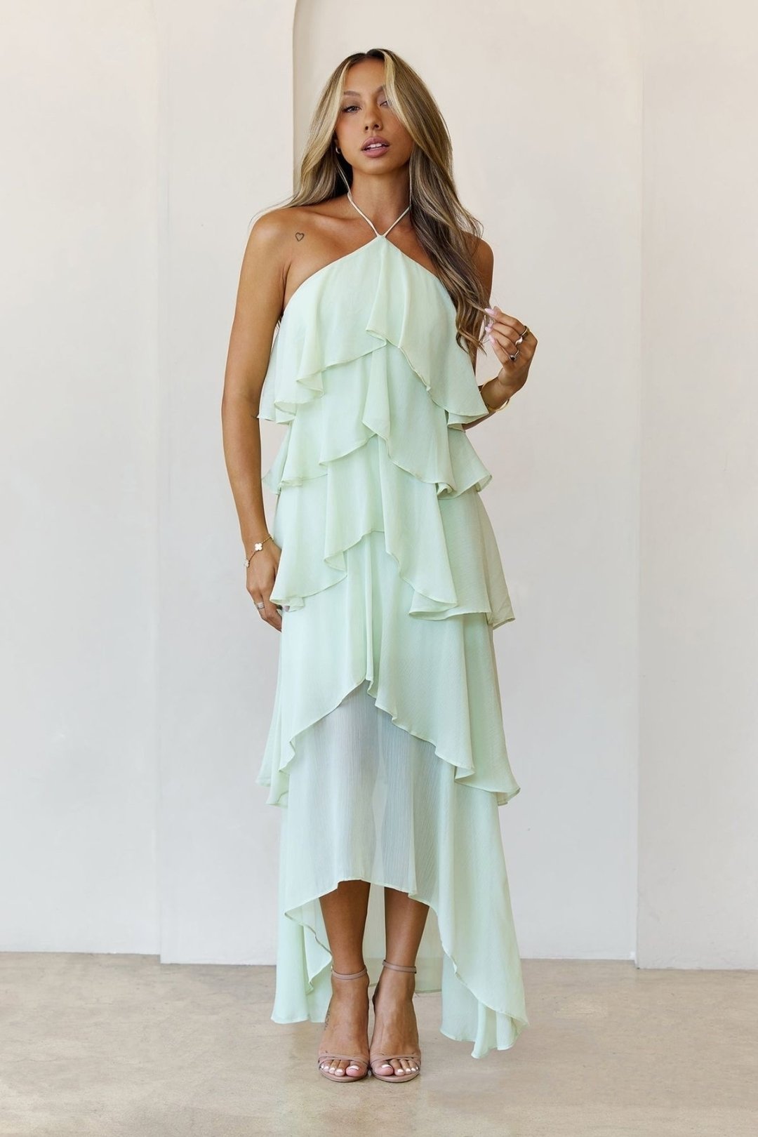 #FashionFriday Soft layers, flowing lines, and a whisper of pastel&mdash;this look captures effortless elegance in motion. Delicate ruffles and an asymmetric hem create a silhouette that feels light, modern, and timeless all at once.

#interior #inte
