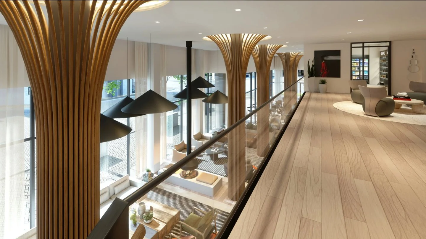 #SaturdaySpotlight Sculptural wood columns, warm tones, and layered lighting set the tone for this elevated lounge concept. Currently on the boards, but we can&rsquo;t wait to bring this vision to life.

#interior #interiordesign #design #interiorsty