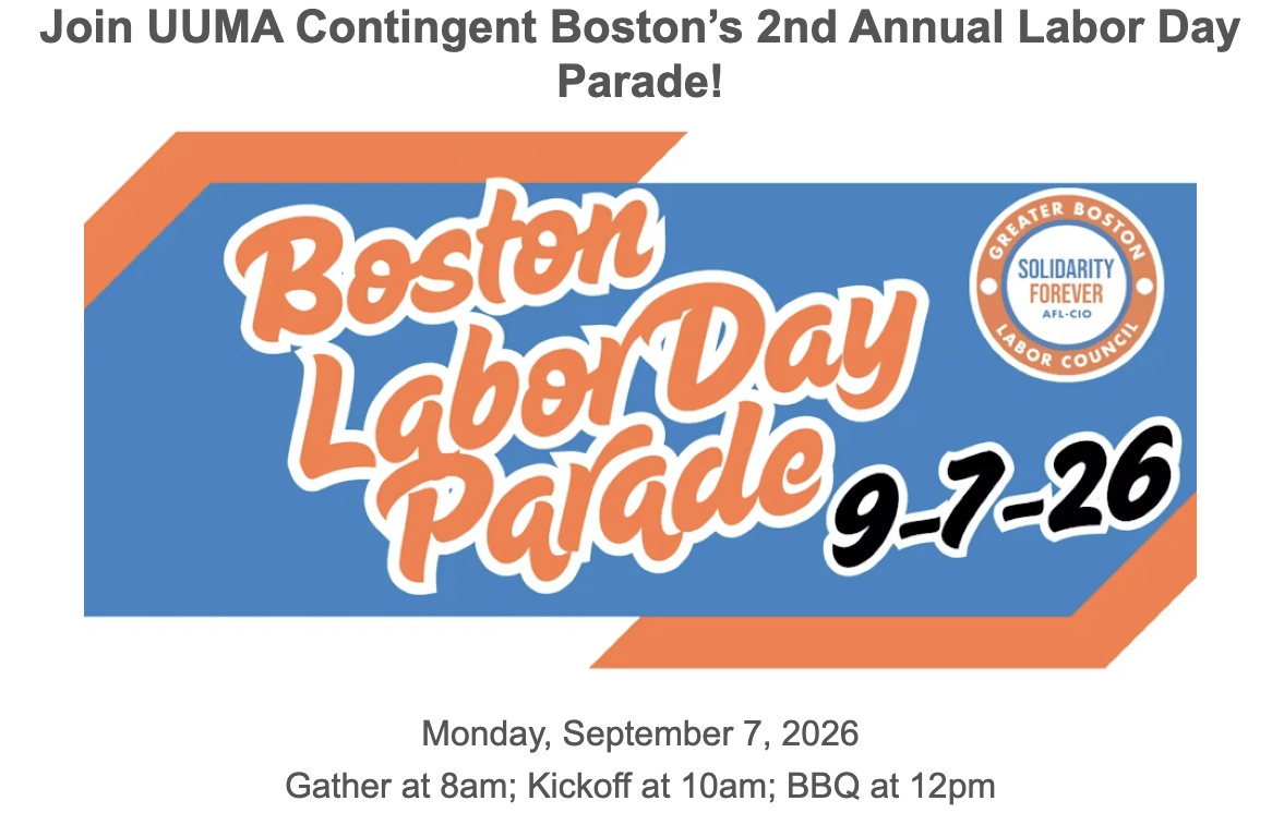 Sign up to march with UU Mass Action at the Labor Day March!