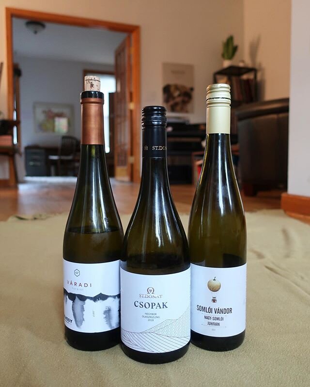 Choices, choices on #winewednesday. @gilvesywinery V&aacute;radi Furmint, @tomi.szentdonat Csopak Olaszrizling, and @somloivandor Juhfark. Where do I start??