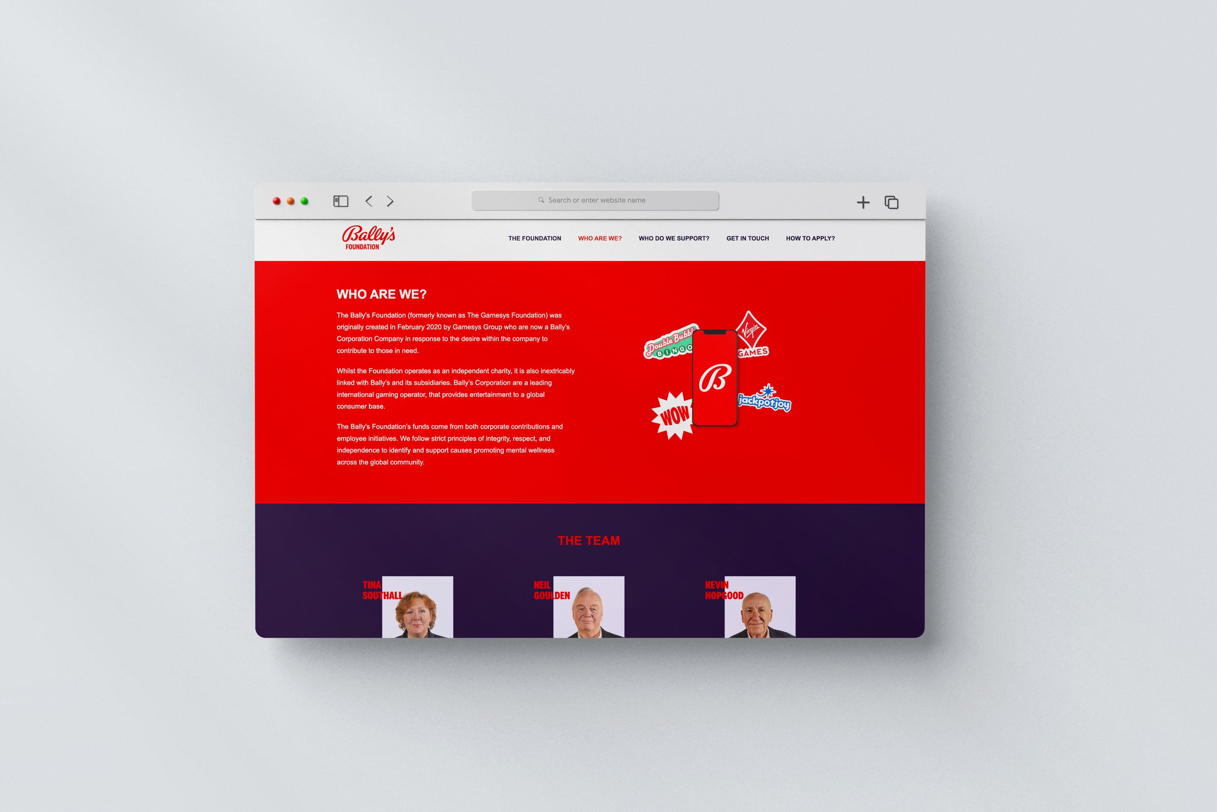    The Bally’s Foundation is an independent charity organisation funded by Bally’s Corporation.  The main focus of the Bally’s Foundation is to preserve and protect the wellbeing of individuals suffering from mental health issues.   Brief  Create a r