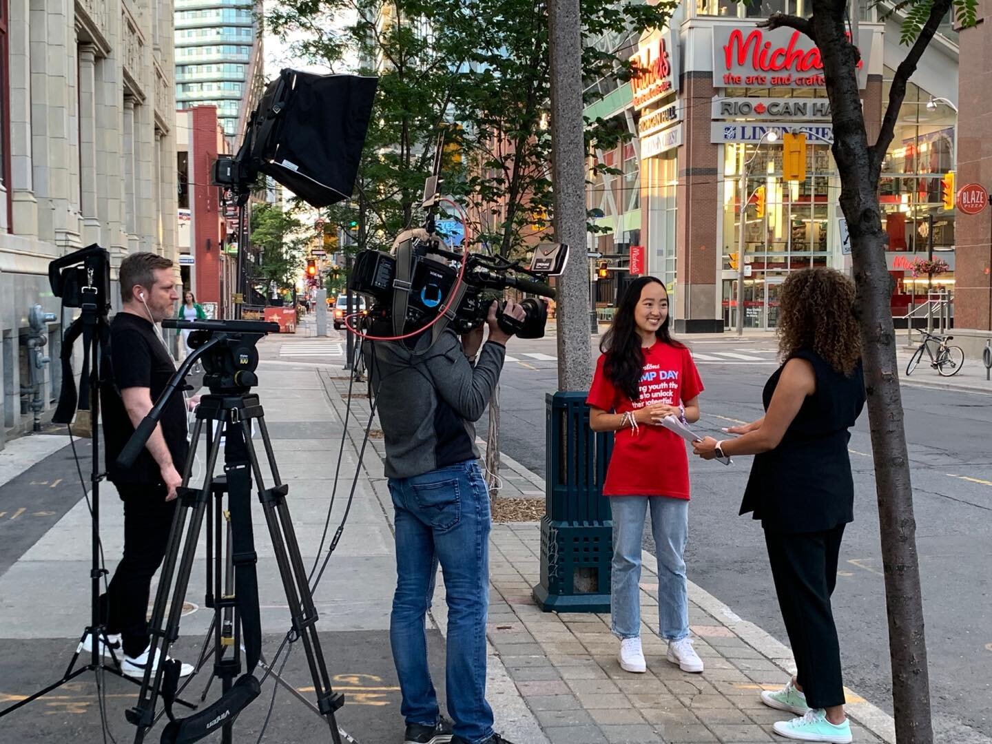 Behind the scenes with CTV Your Morning and former camper Catherine Qi talking about Tim Hortons Camp Day! It&rsquo;s a great day to buy a hot or iced coffee to support youth in your community! #TimsCampDay
