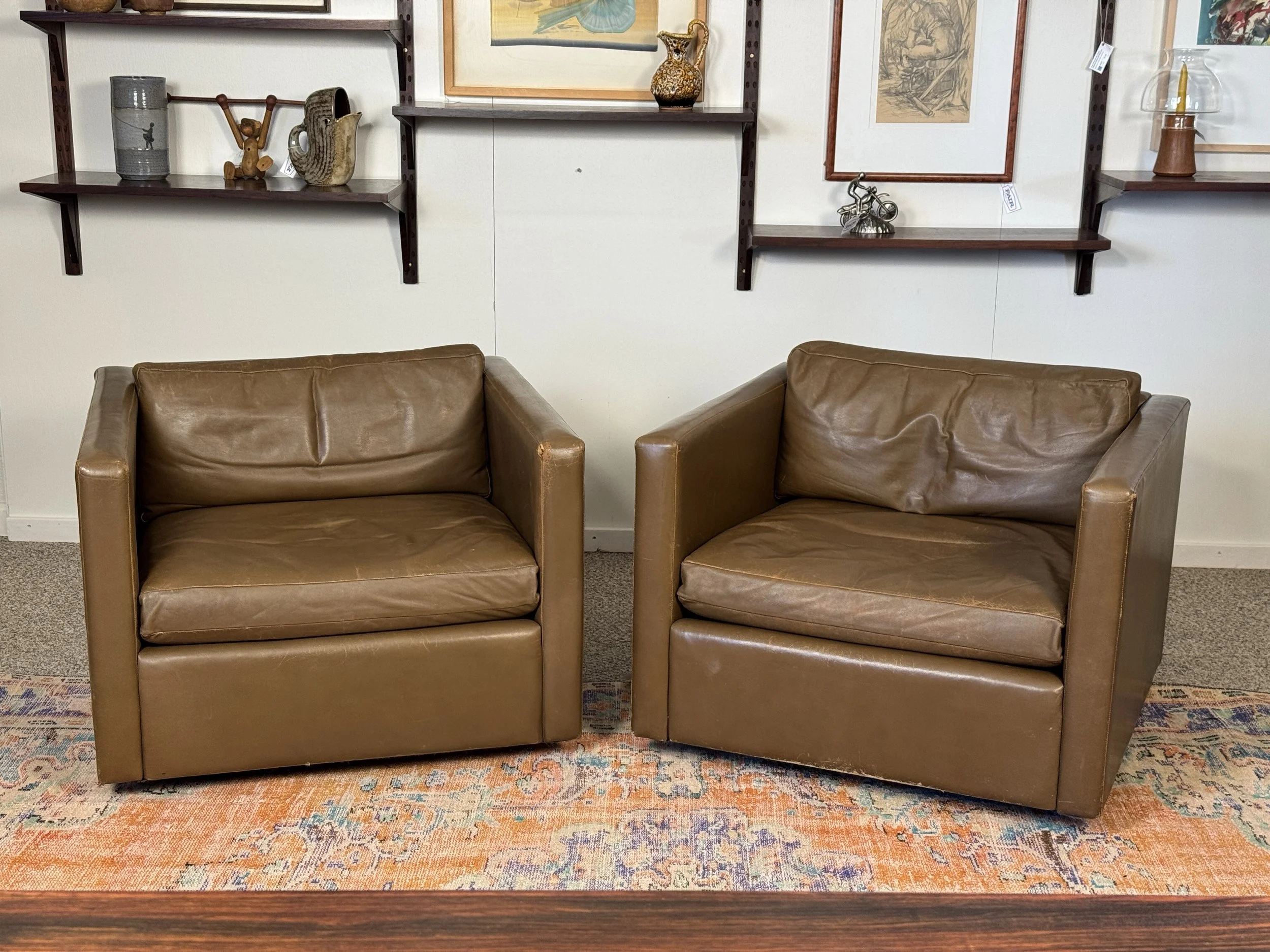 Vintage Charles Pfister for Knoll Leather Lounge Chairs — Fair
