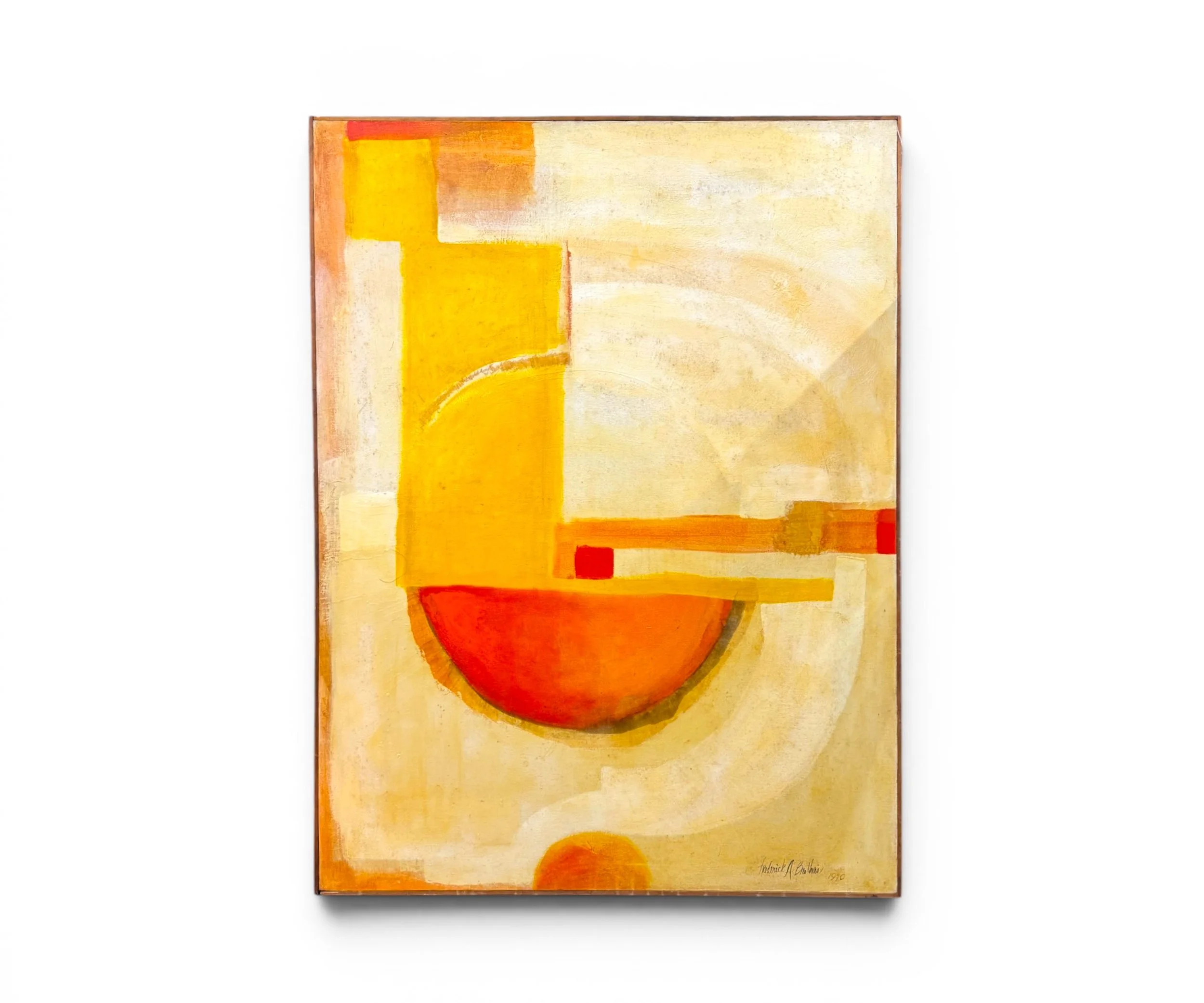 LARGE Frederick A. Brothers circa 1970 Painting, Vintage Abstract Art Oil on Canvas