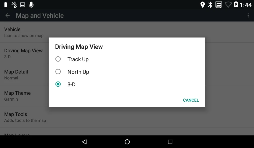 6. You can also change the map style for the GPS Map. 3-D is the default view.