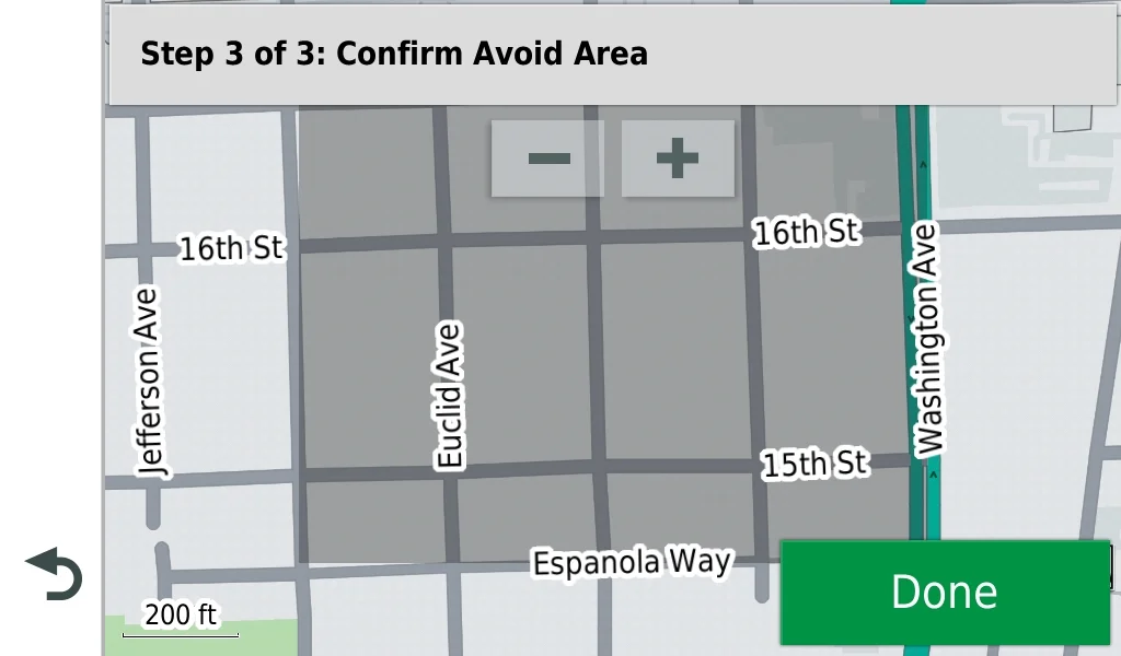 19. Once done, the area will be greyed out or the road will be highlighted.