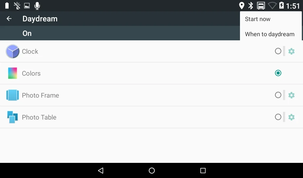 13. By tapping the 3 dots in the top right corner, you can change when the device will show the screensaver.