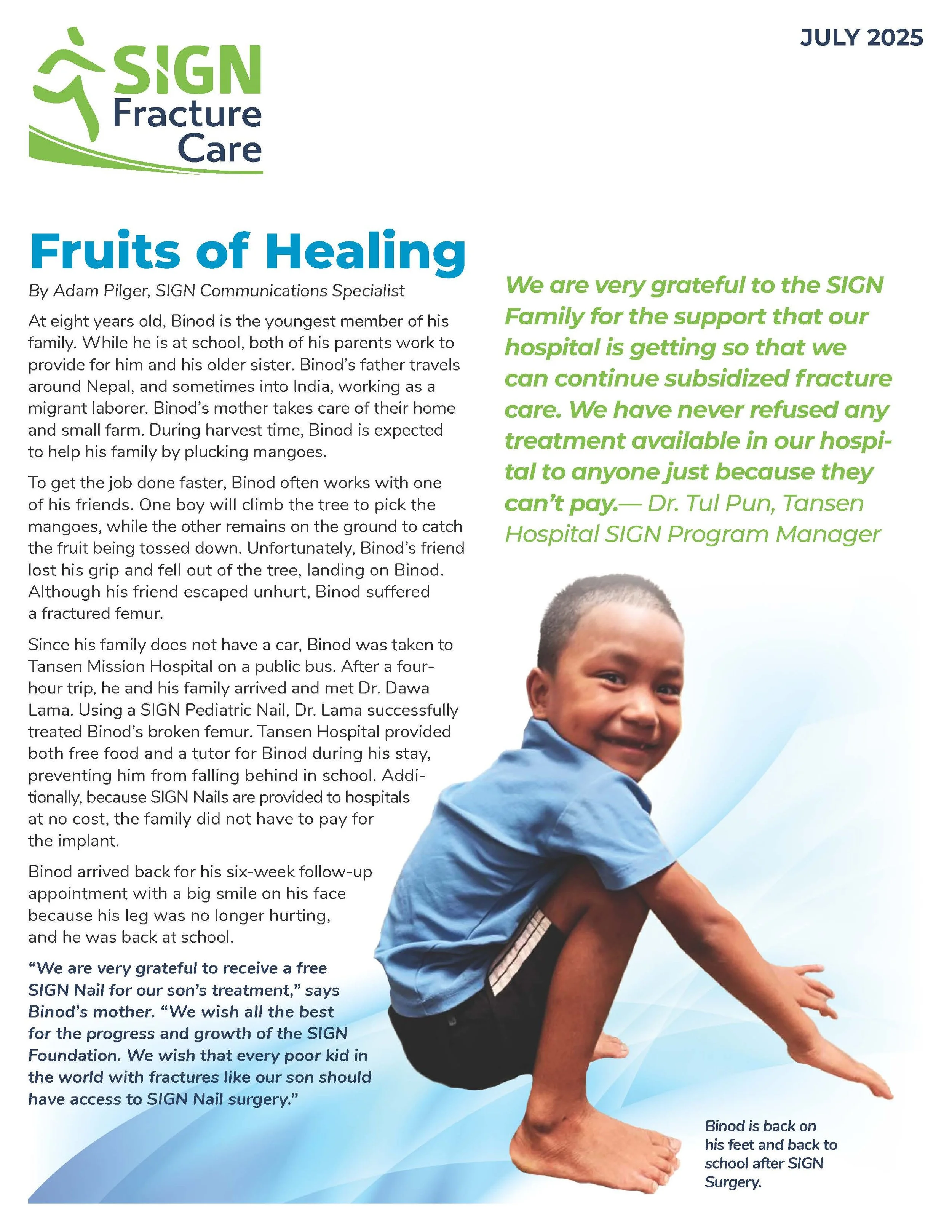 July 2025: Fruits of Healing