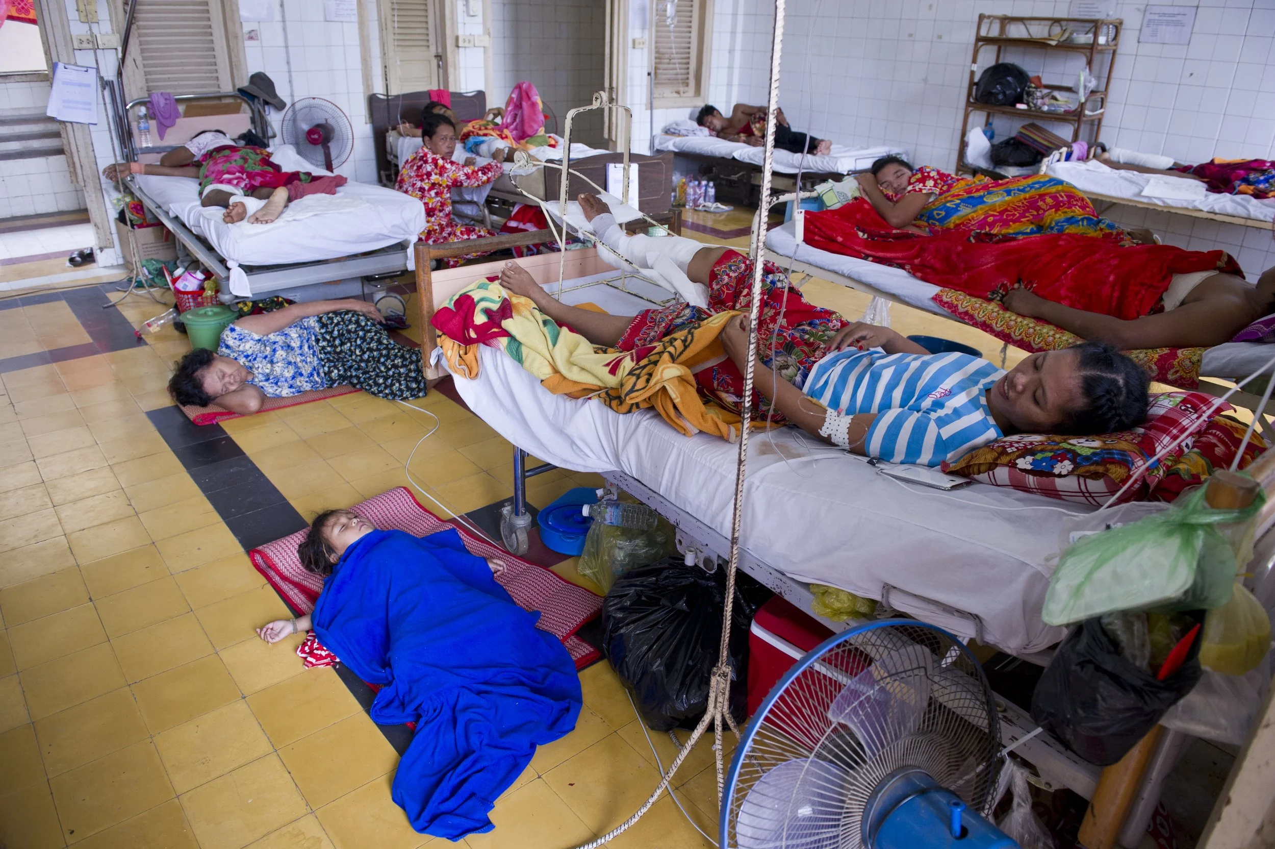 Crowded Cambodian hospital ward
