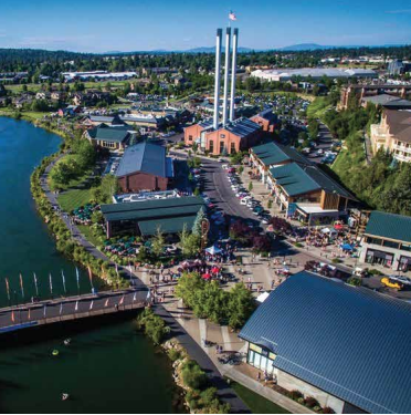 Osprey’s-eye view of the Mill District in Bend, Oregon