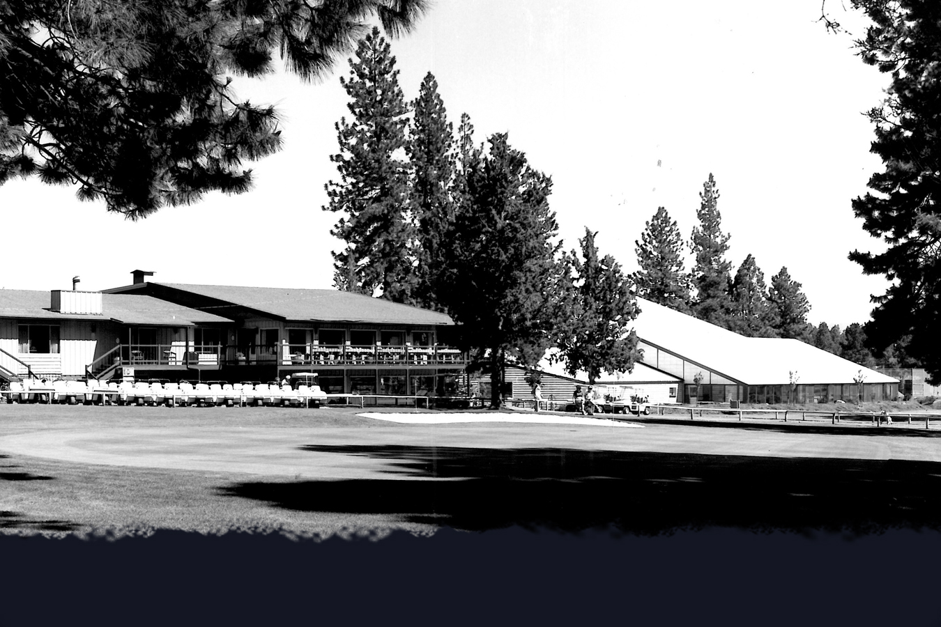 This photo circa 1974 shows the brand new indoor Swim/Tennis Center to the right of the Clubhouse.