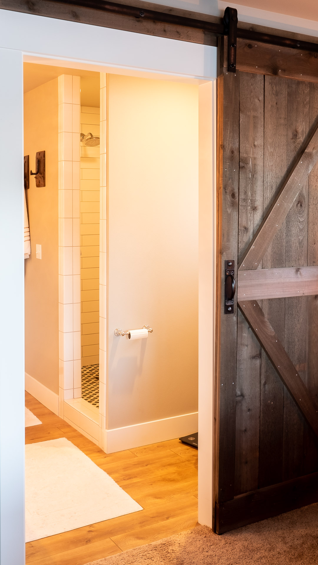   Barn door into Bathroom   