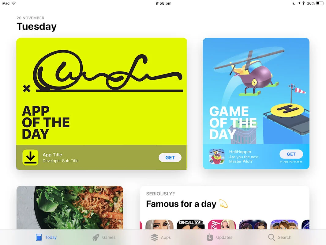 App of the day feature