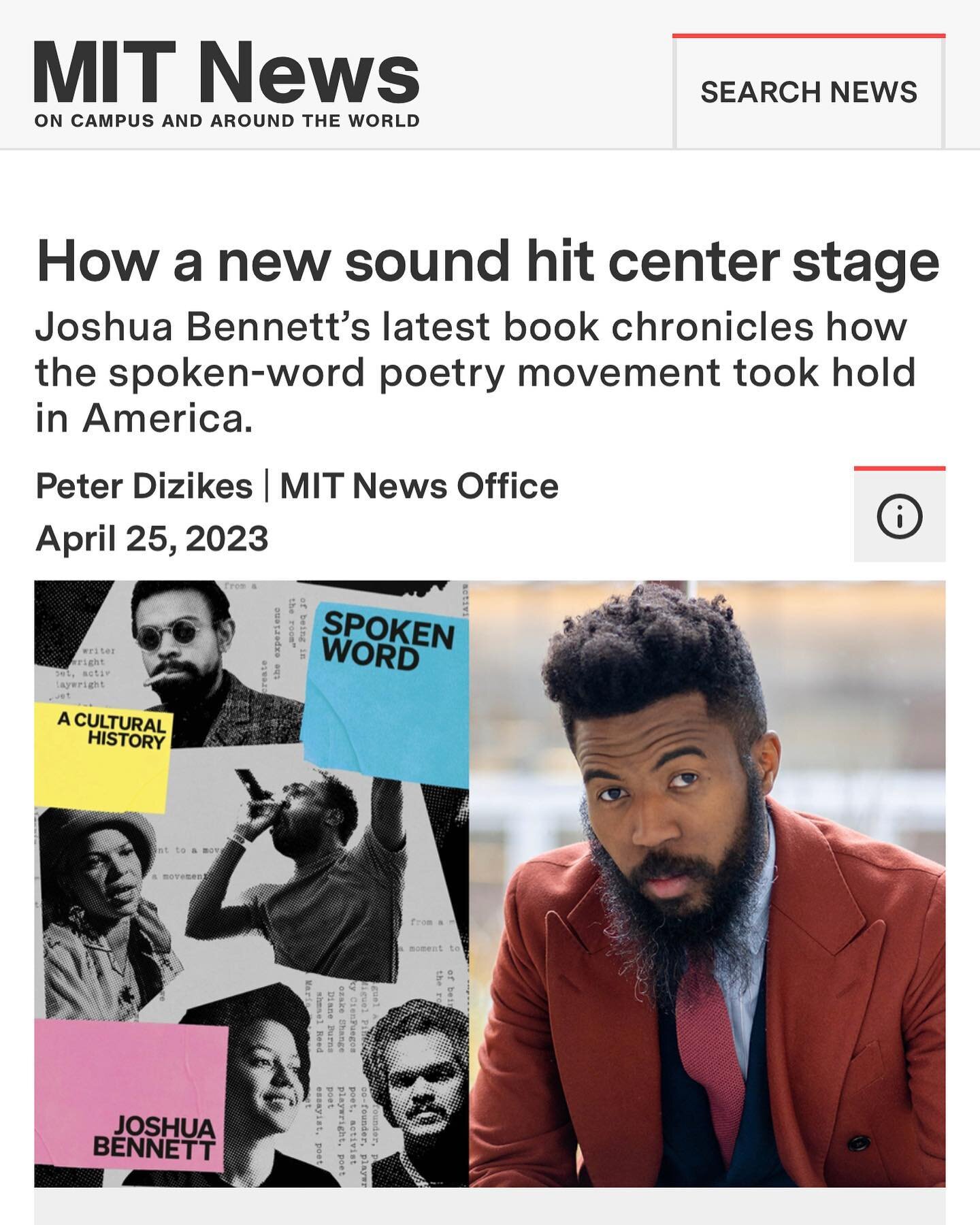 Special thanks to the good folks over at MIT News for today&rsquo;s article featuring Spoken Word: A Cultural History! And thanks to you all, as well, for your kind words over the past few days re: the new job. I&rsquo;m working on several public pro