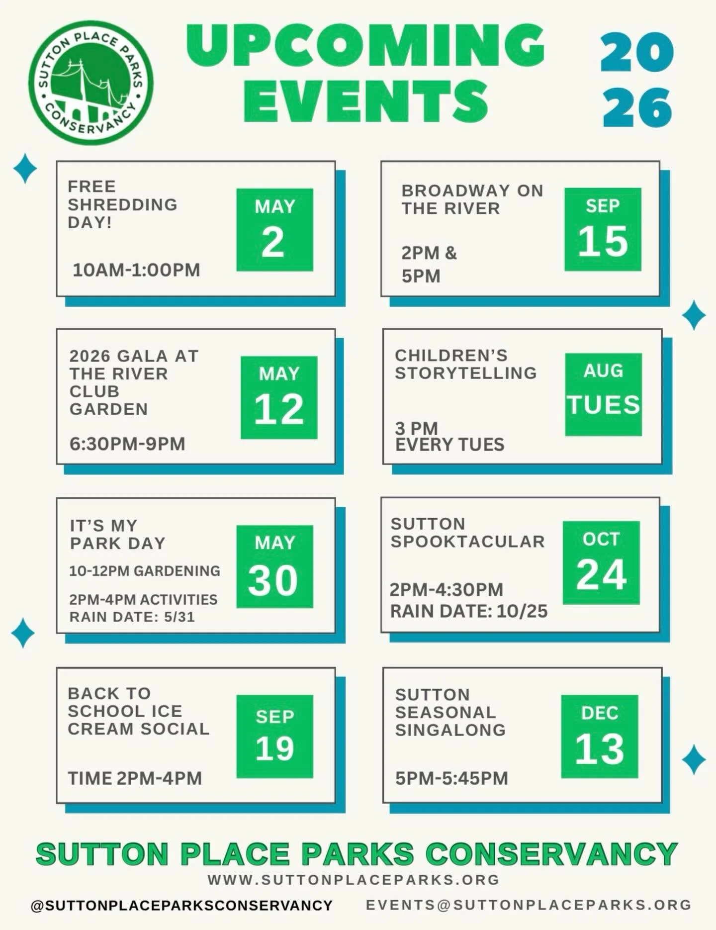 Mark your calendars! 📅🌸 

We&rsquo;re gearing up for a season full of fun, community, and beautiful moments in the park. More details coming soon, but trust us&mdash;you&rsquo;ll want these dates saved! 

Don&rsquo;t miss a thing&mdash;join our ema