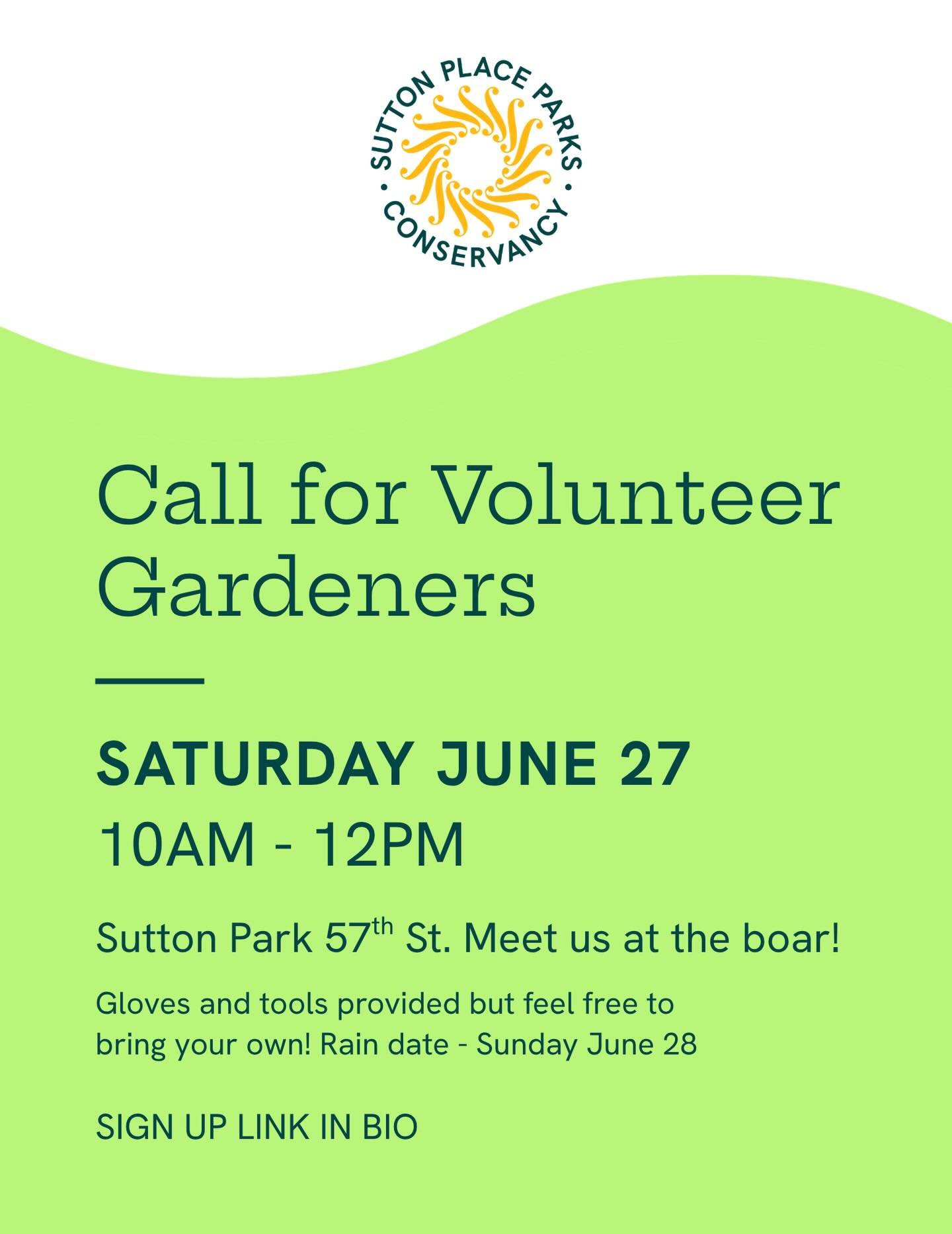 Join us this Saturday for a morning of gardening in Sutton Park! 10AM-Noon UPDATE: MOVED TO SUNDAY JUNE 28 10 - 12

Register in bio! Looking forward to seeing you 🌷  #suttonpark #nycparks #volunteernyc #suttonplace