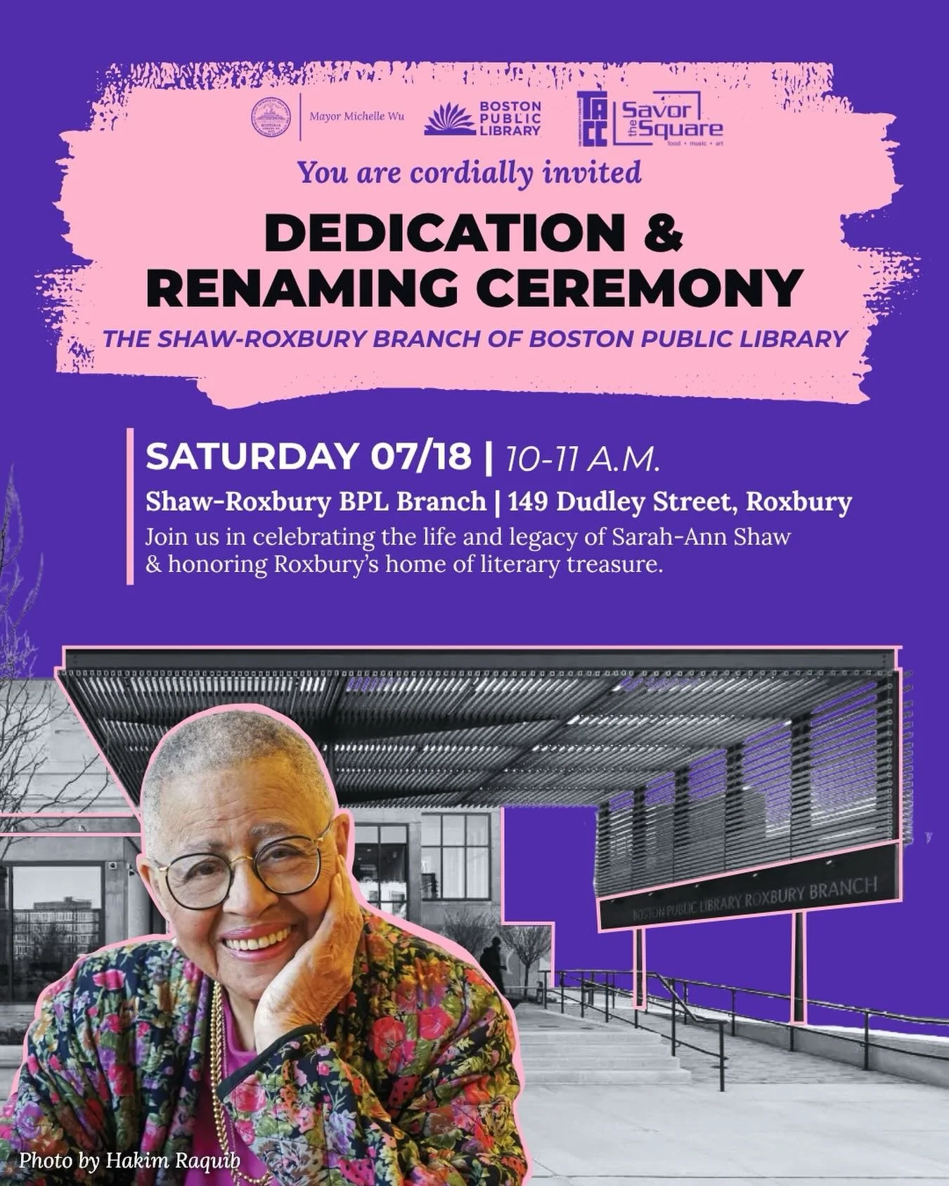 Join us in celebrating the life and legacy of civil rights activist, pioneering journalist and dedicated past president of @lwcsboston &mdash; Sarah-Ann Shaw; and honoring Roxbury&rsquo;s home literary treasure at the dedication and renaming ceremony