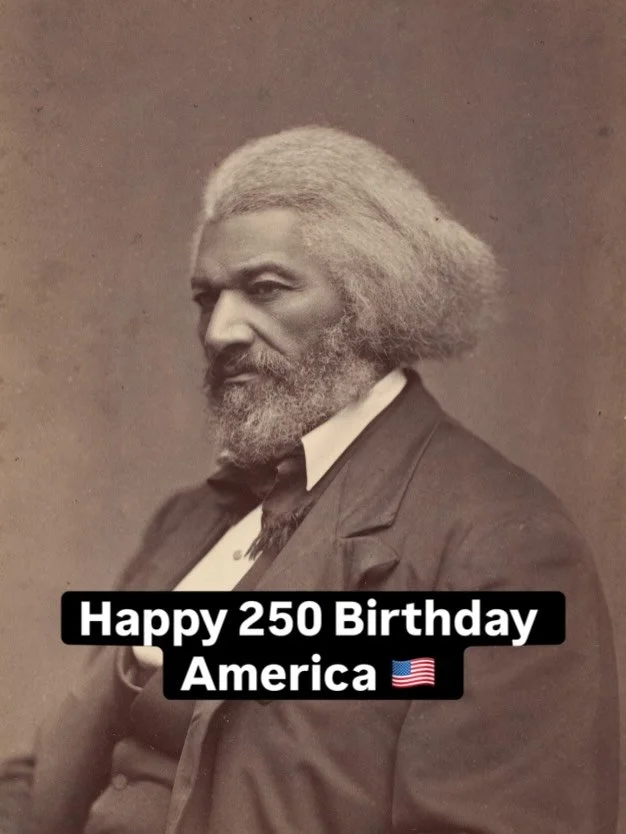 Happy 250th Birthday, America. 🇺🇸 Today we celebrate the ideals of freedom and democracy while reflecting on the unfinished work of making them real for all. As Frederick Douglass asked in 1852, &ldquo;What, to the Slave, is the Fourth of July?&rdq