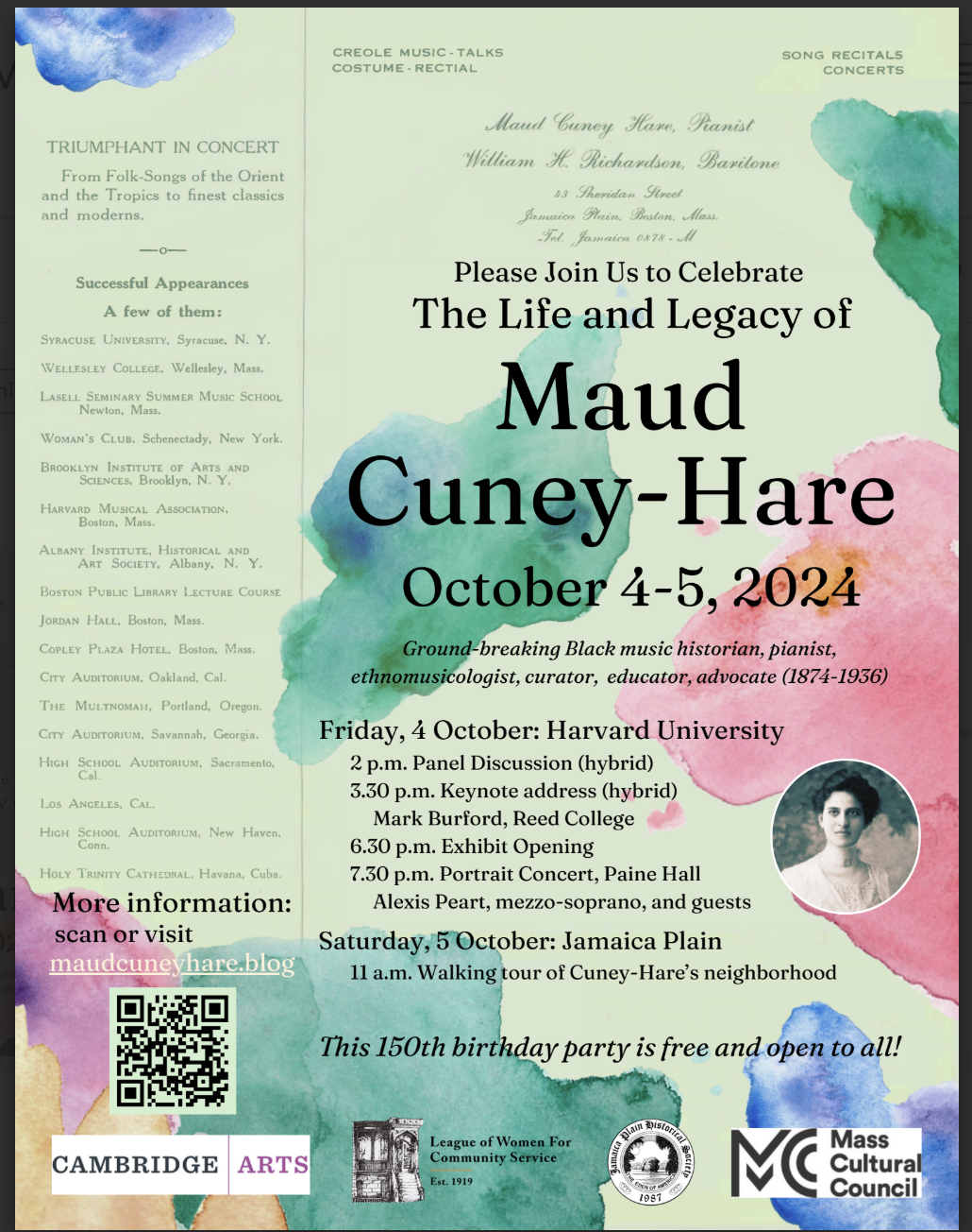 Maud Cuney-Hare's 150th birthday celebration flyer