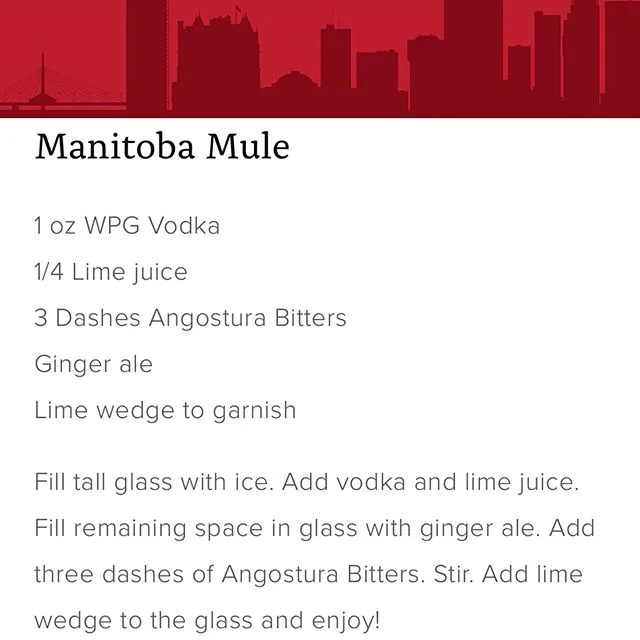 Patio weather calls for a patio cocktail. Enter the Manitoba Mule the perfect, EASY, summer drink. GET OUT OF THE OFFICE AND GO ENJOY!

#Winnipeg #Vodka #Local #Wpg #WpgNow #MB #Manitoba #BuyLocal #Bartender #Winter #GrainVodka #MadeInCanada #Canadia
