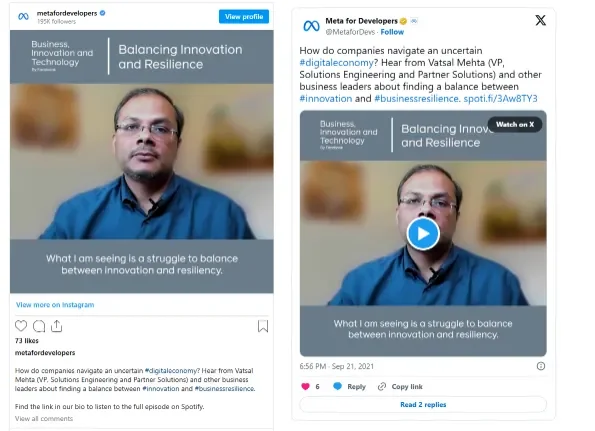 Some examples of Meta's social posts.