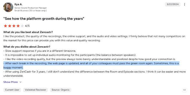 A review regarding issues experienced during a live recording using Zencastr.