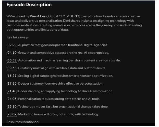 An example of an episode's description.