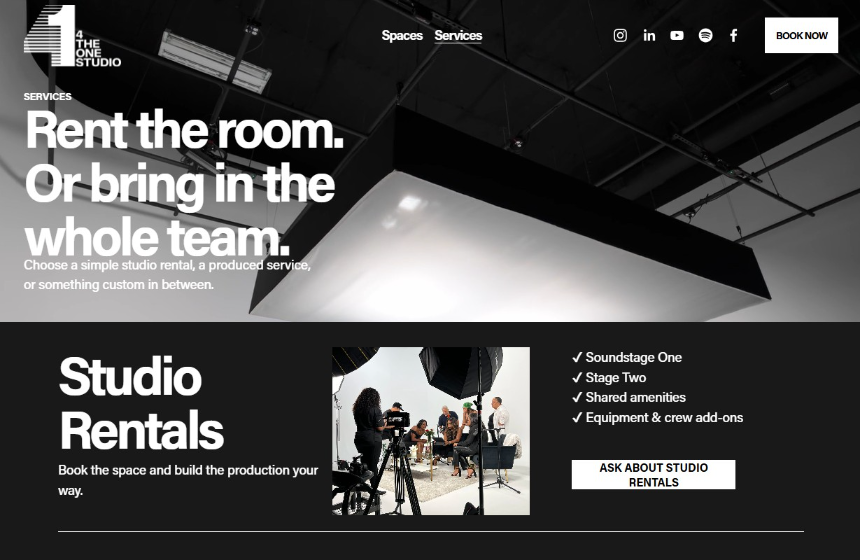4 The One Studio website