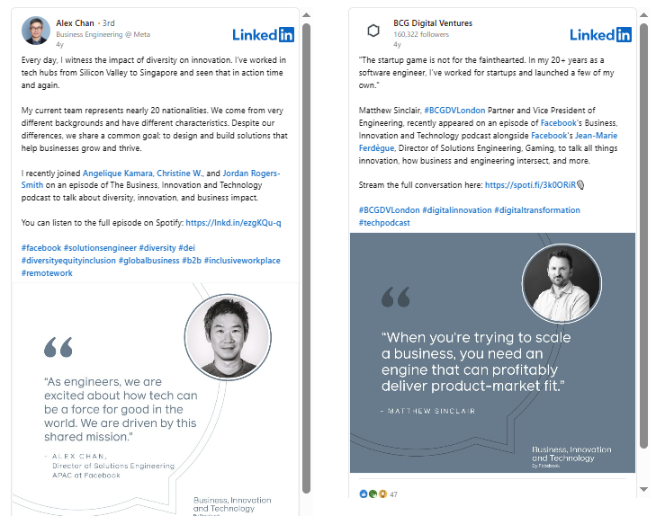 LinkedIn Podcast Promotion Posts Featuring Guest Highlights