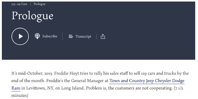 A sample of a narrative that is presented before explaining the episode