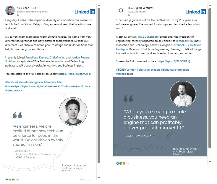 Sample of thought leadership assets in LinkedIn
