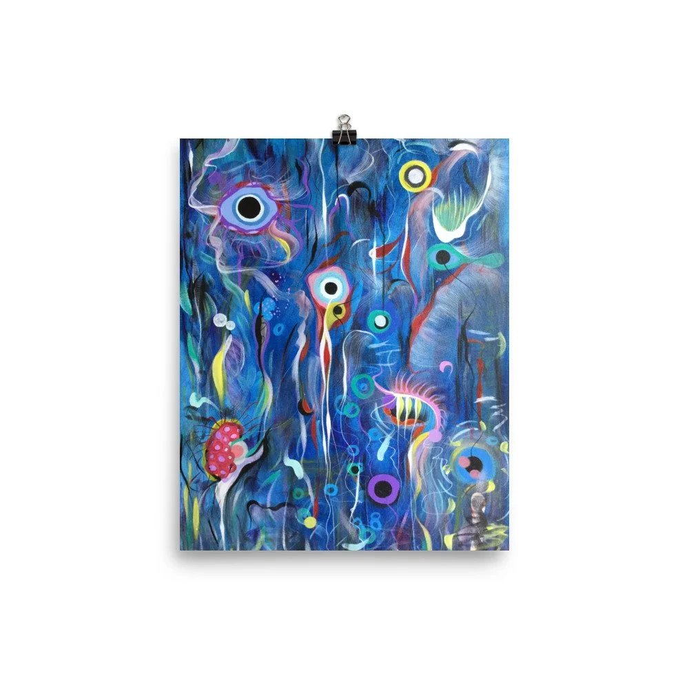Fun Deep Ocean-themed "Gazing At The Deep" Art Print (no frame)