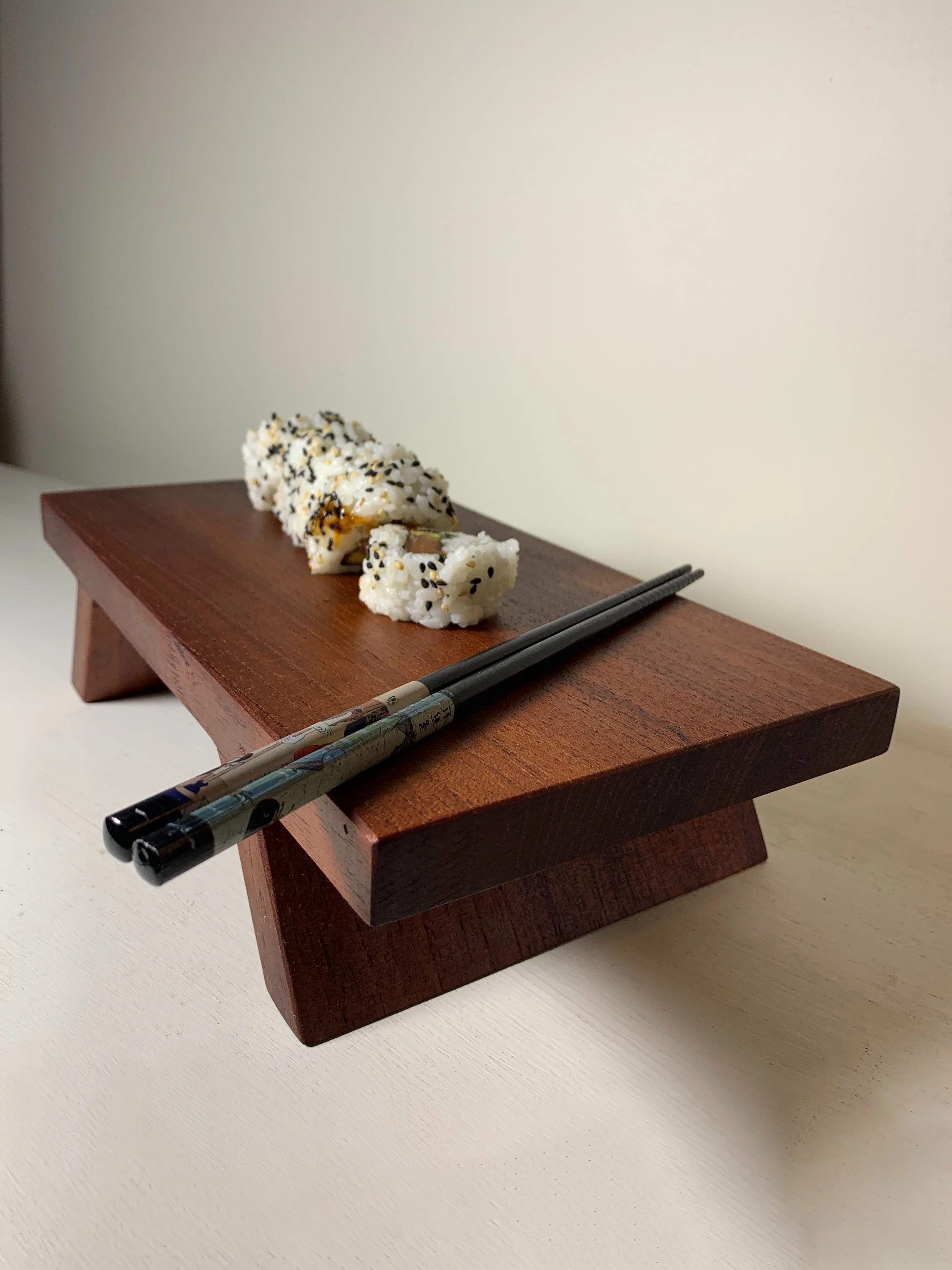Elegant take away, our teak sushi platters take it to a whole new level