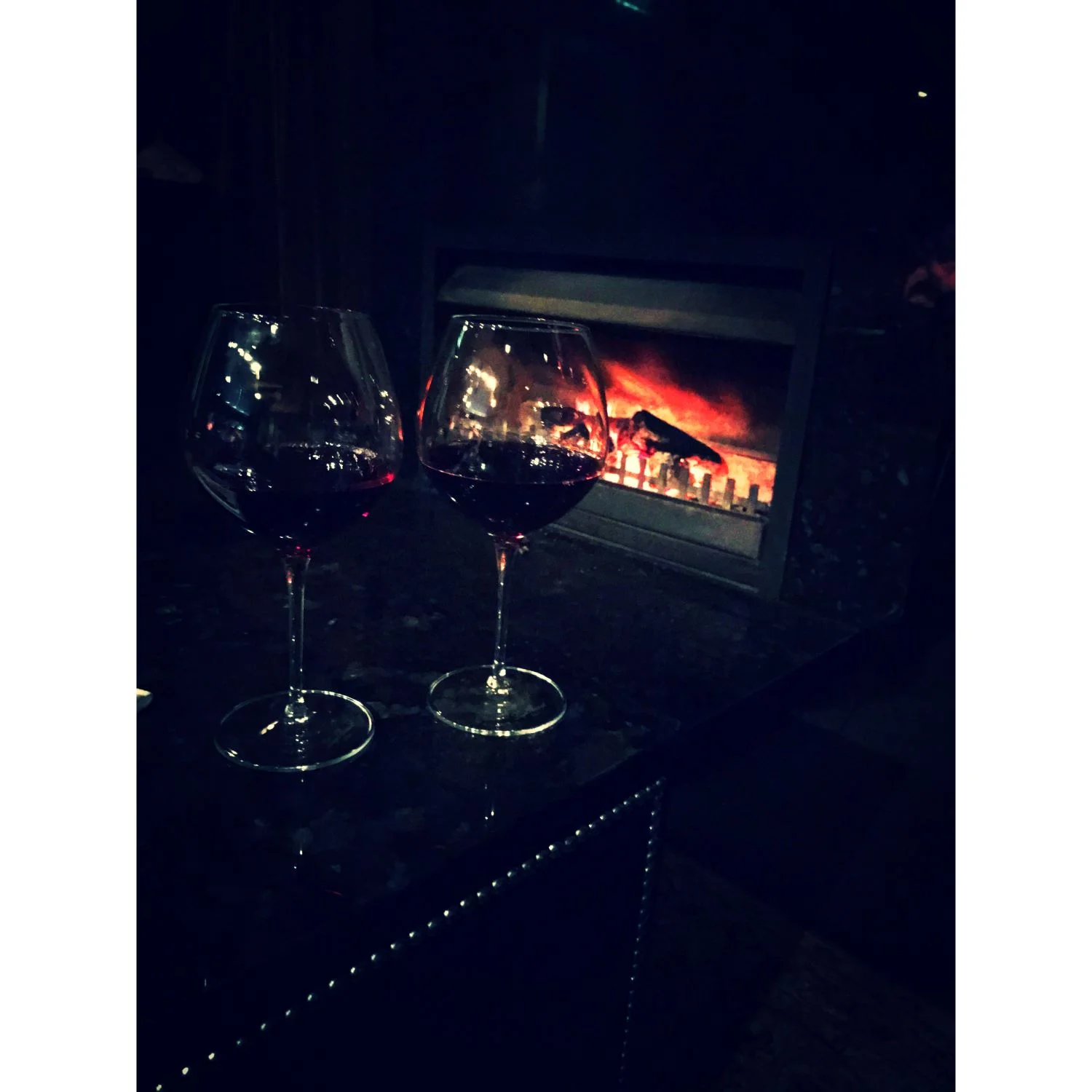 Fireside drinks at the end of a day