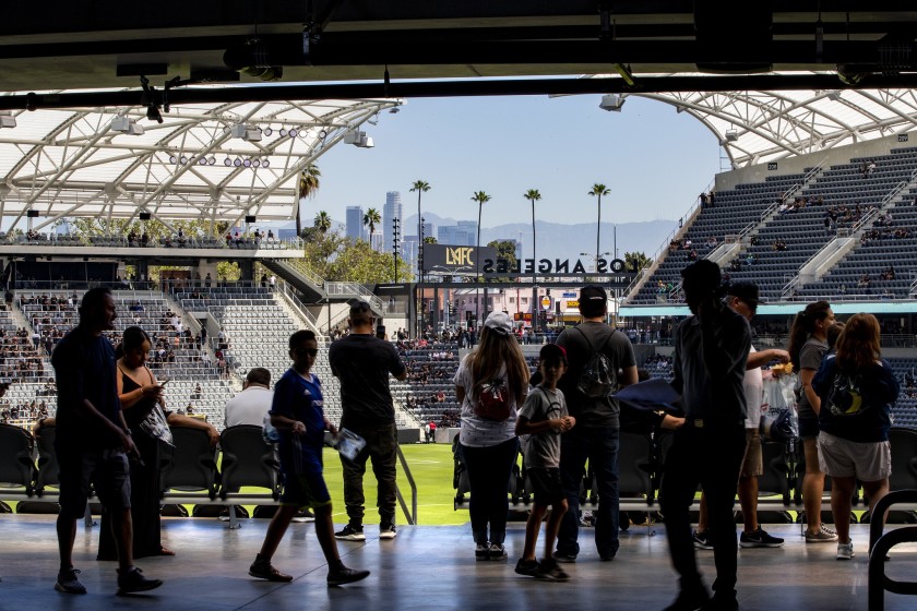 The Banc of California stadium, which was designed by Gensler, is an inspiration for San Diego State University’s stadium. (Los Angeles Times)