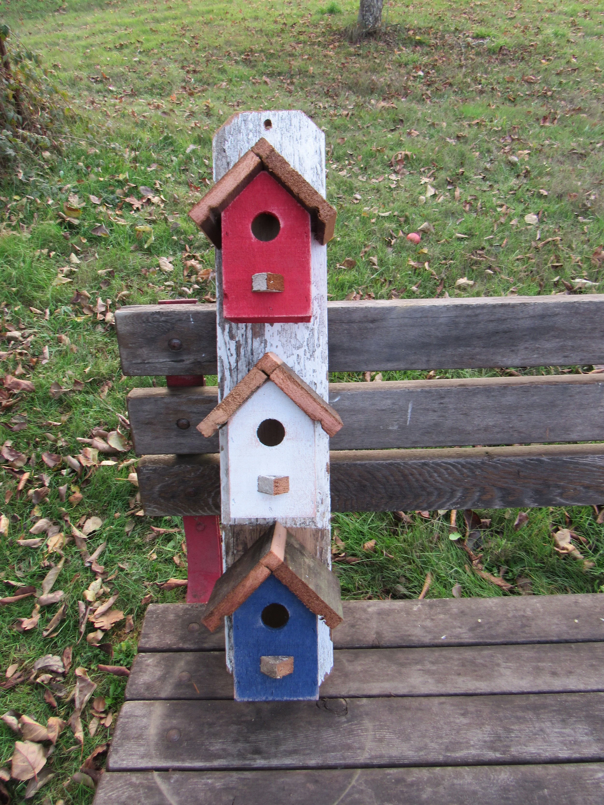 Set of 3 Birdhouses on Picket