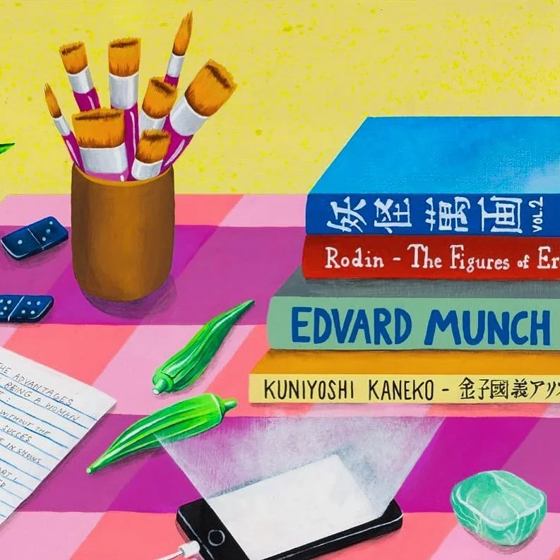 #detail of ‘My Table 2” 📚Last day on view at @keteleer_gallery for @artantwerp 🎨💖 #art #painting #okra #stillife