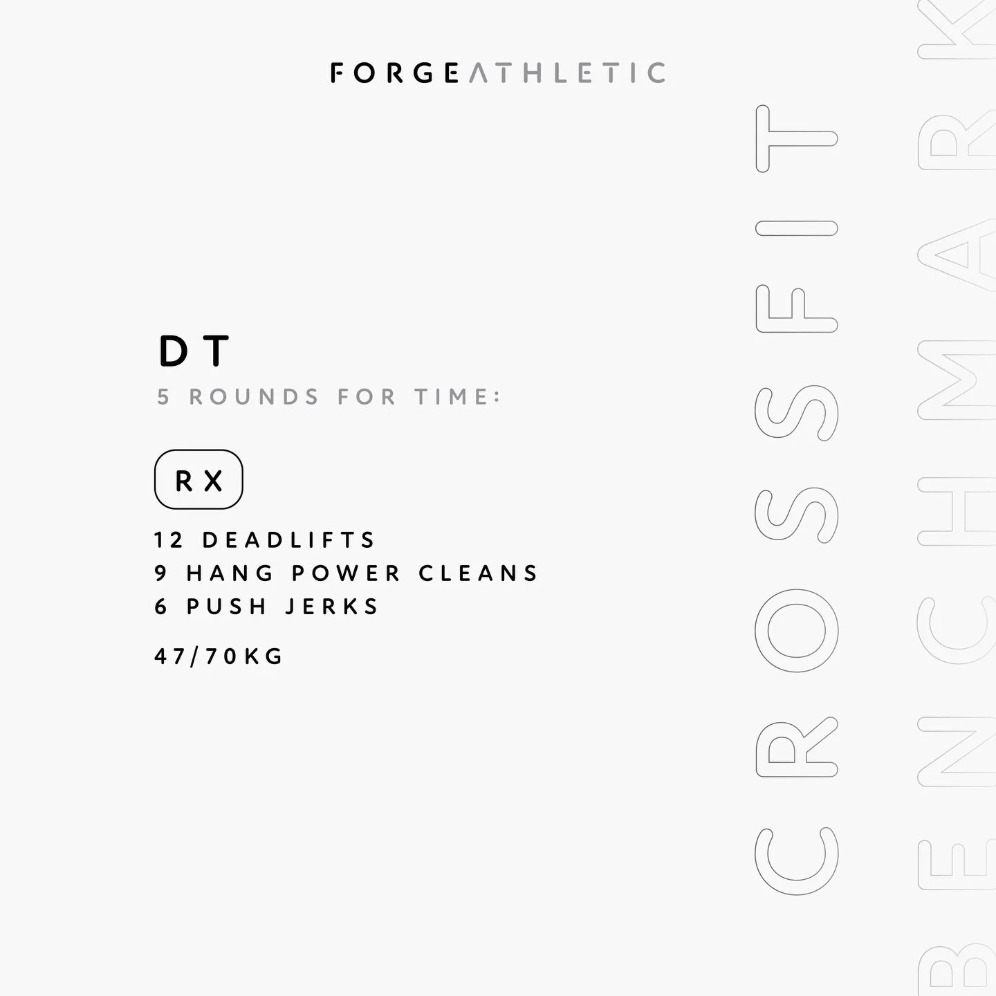 CrossFit Benchmark | DT
-
It&rsquo;s time to test DT after completing a 6-week training block focused around the workout.
-
Push for the progress, trust the work and put those barbell reps to the test.
-
⚒️ #forgeathletic