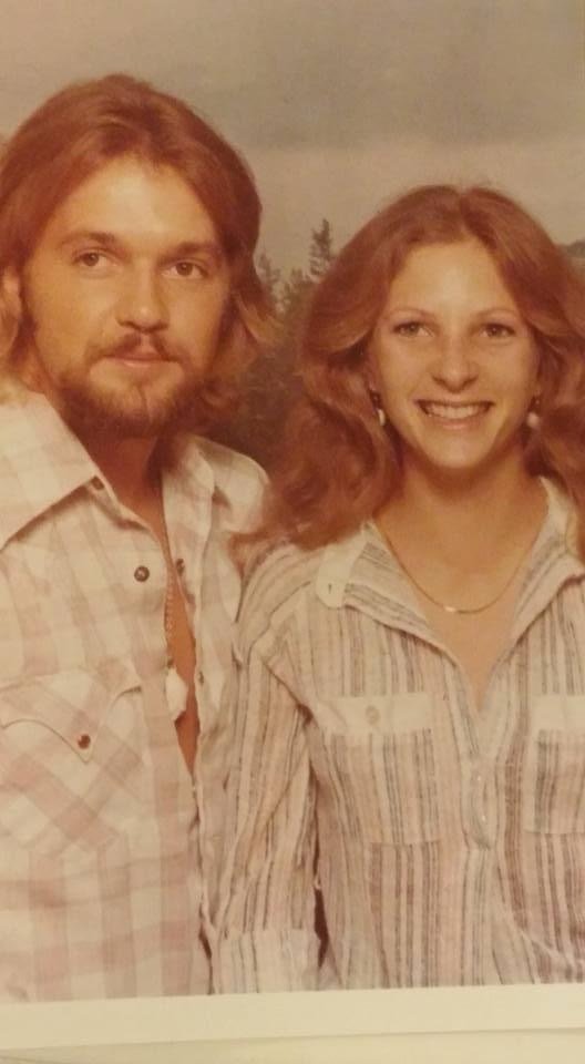 Sepia toned  photo of Trevors Parents circa 1970s