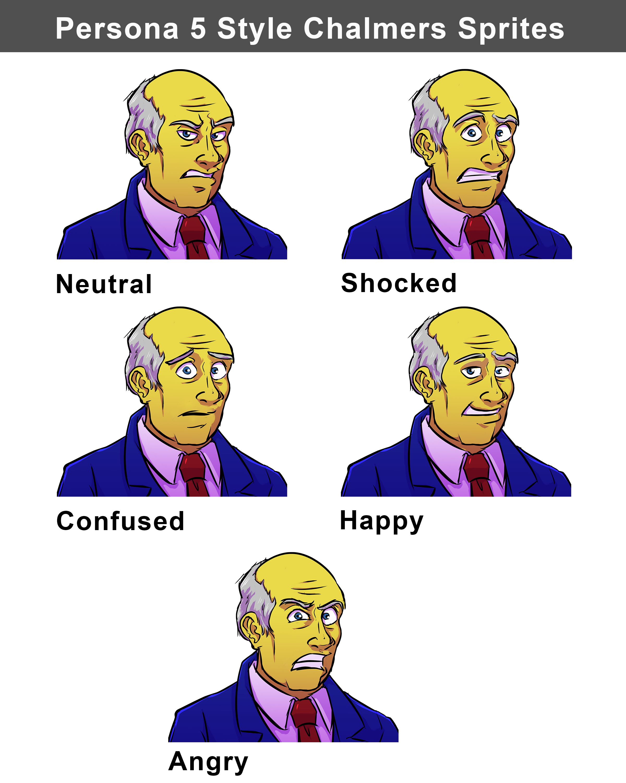 Compilation of Simpson's superintendent chalmers in Persona 5 Mashup Expressions: Artwork