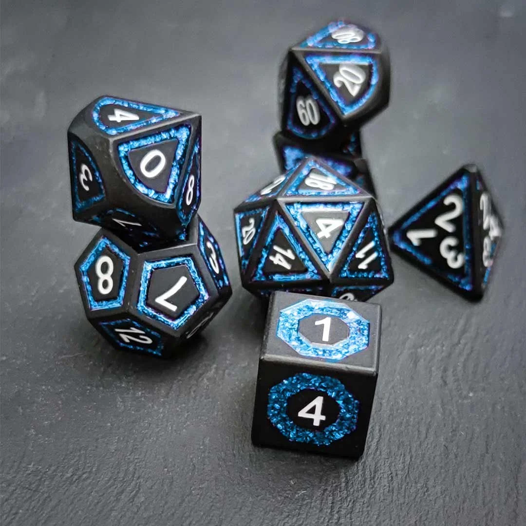 Vitraux - couleur  noir et bleu - Set de dés JDR