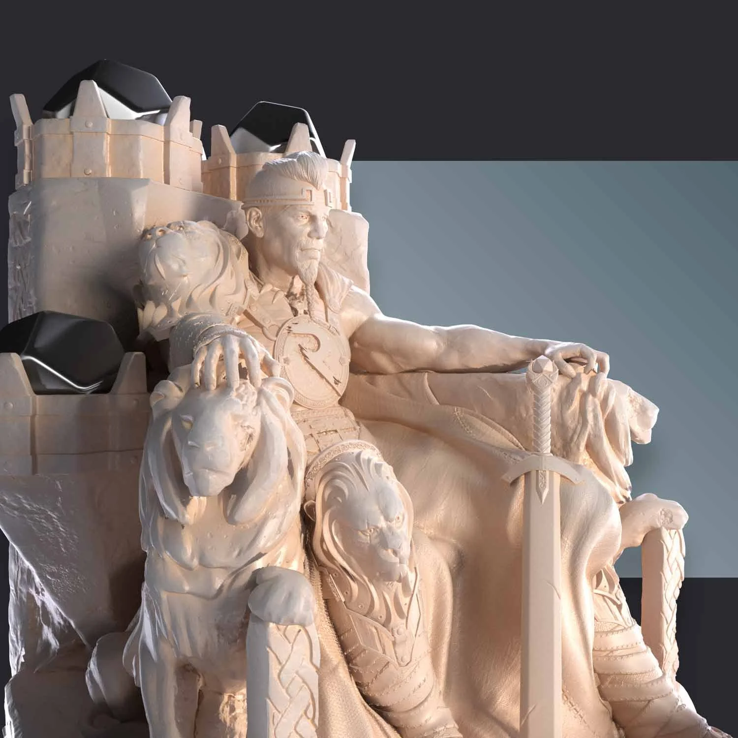 Accessoire de jeu : sculpture miniature d’un roi protégeant vos dés, sur son trône il vous protège.