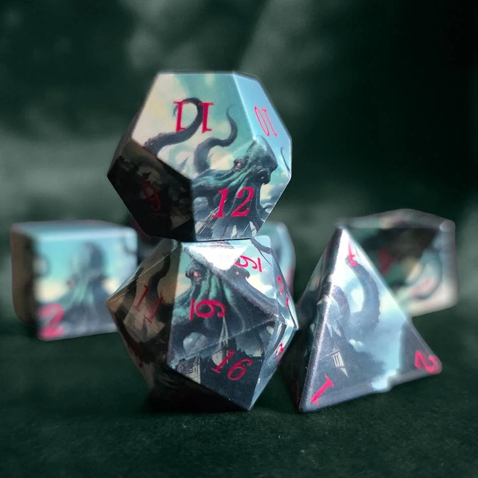 Cthulhu UV printing - Set de dés résine