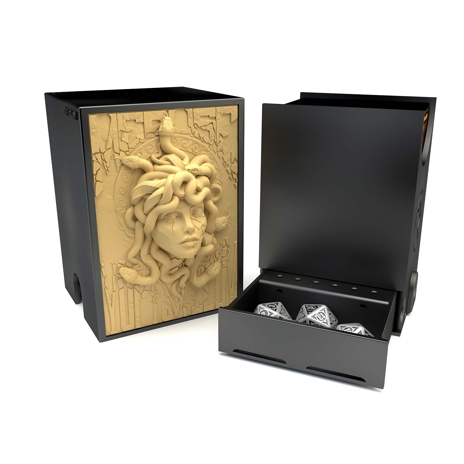 Deck box dans le thème méduse, intérieur 100+ avec un tiroir pour ranger les dés et absorbeur d’humidité.