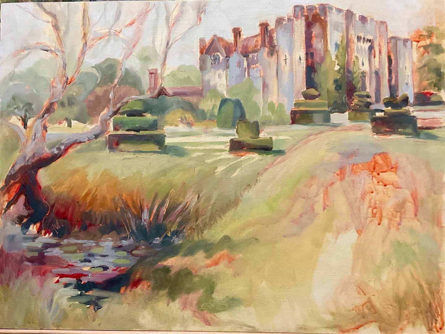 Hever Castle.Painted during heat 6 of #LAOTY2024.The following 3 works were painted in preparation for the day.

#skyartslandscapeartistoftheyear #landscapes #storyvaultfilms #hevercastlegardens #hevercastle #garden #contemparyart #eastsussex #eastsu