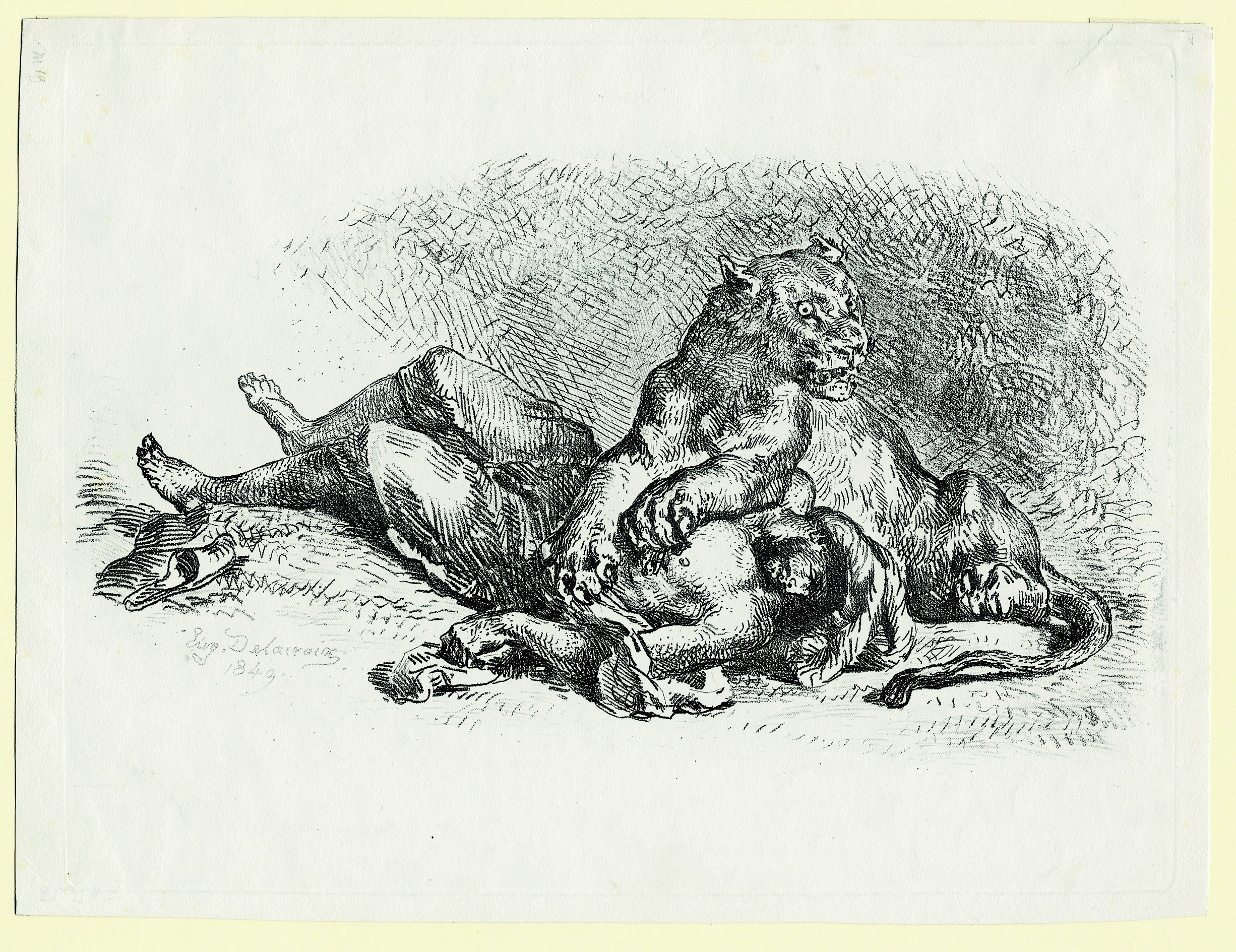 Lioness Clawing an Arab’s Chest, 1849