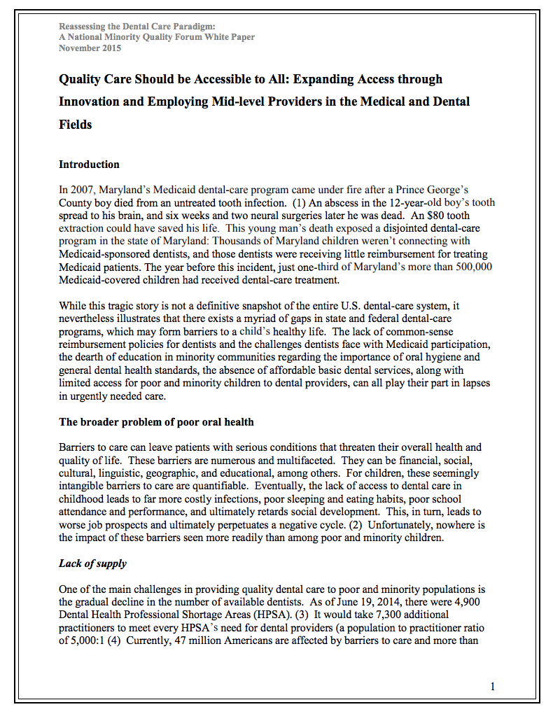 Reassessing the Dental Care Paradigm Cover