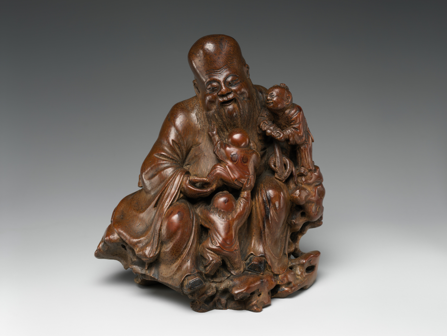 God of Longevity (Shoulao) with children,18th century China
