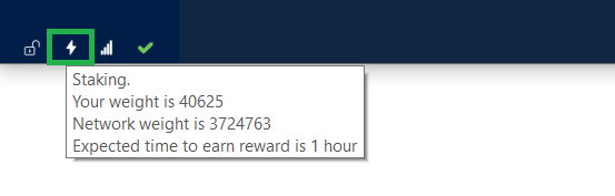 Your wallet is unlocked, connected, and you are staking!