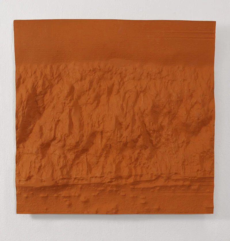  ceramic  |  18” x 18” x 2”  |  2020  CNC milled relief image of a glacial face  from the Arctic Circle. 